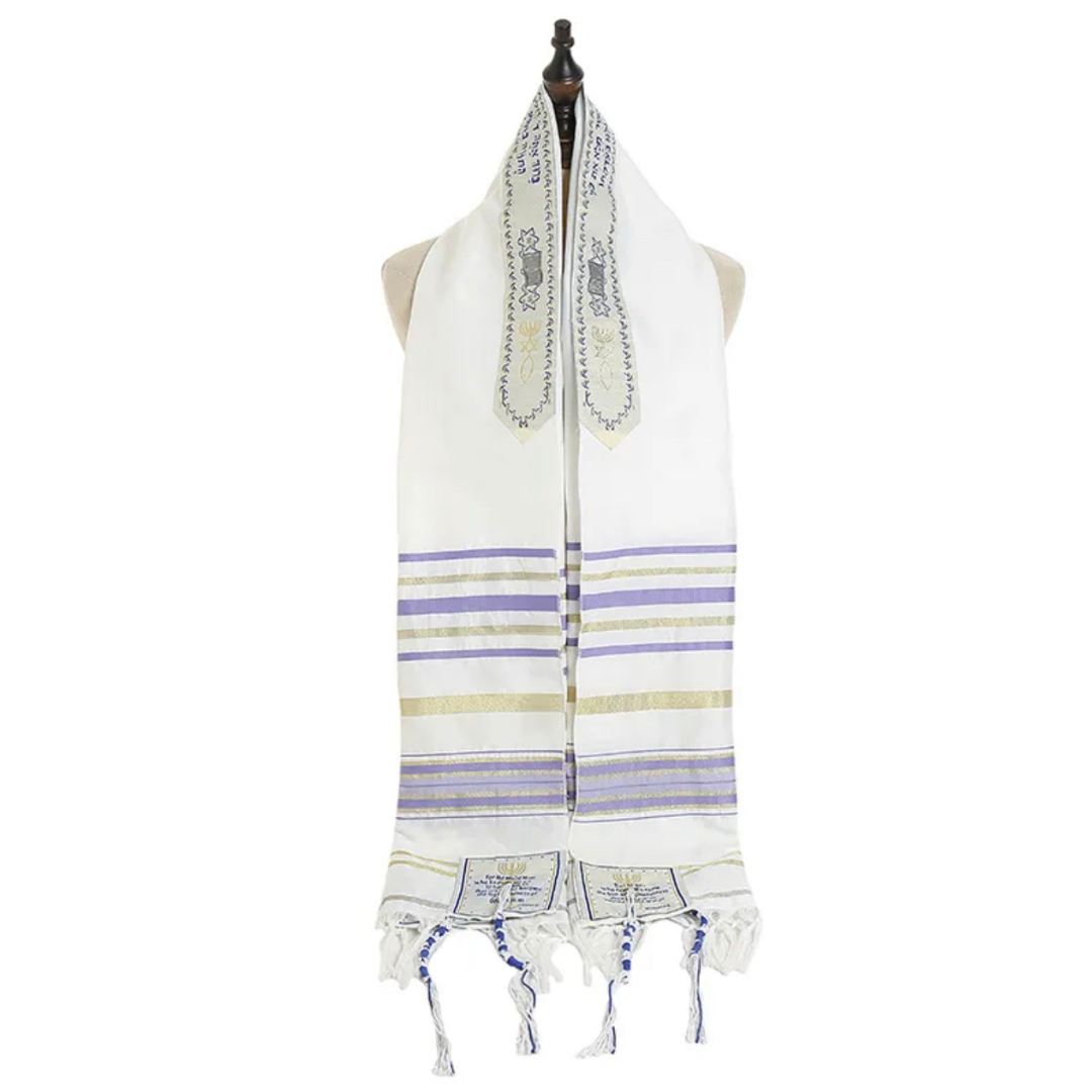 New Covenant Tallit Prayer Shawl And Pouch- Corn Flower Blue