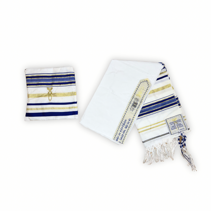 New Covenant Prayer Shawl Tallit With Matching Pouch - Royal Blue