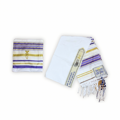 New Covenant Tallit Prayer Shawl And Pouch- Corn Flower Blue