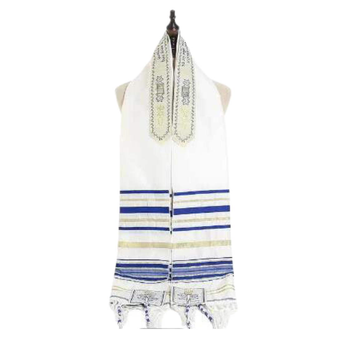 New Covenant Prayer Shawl Tallit With Matching Pouch - Royal Blue